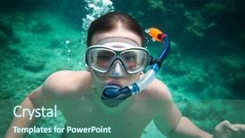  Presentation with brain - Beautiful presentation theme featuring snorkeler diving along the brain backdrop and a ocean colored foreground