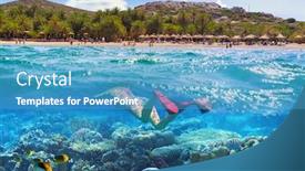  Presentation with lagoon - Slide deck consisting of snorkeling-at-the-beach background and a teal colored foreground