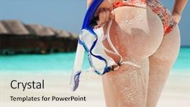  Presentation with equipment - Cool new theme with juicy piece of meat lying on a wooden board with butcher knife backdrop and a tawny brown colored foreground