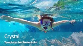  Presentation with tropical - Amazing slides having snorkeling in the tropical water backdrop and a teal colored foreground