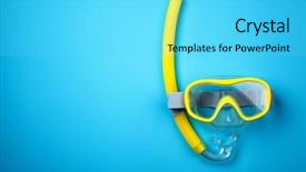  Presentation with mask - PPT layouts consisting of snorkeling mask and tube background and a cyan colored foreground