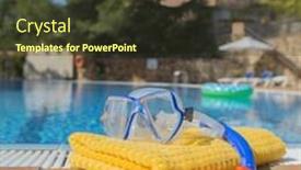  Presentation with swimming pool - Slide deck having snorkeling-set-and-yellow-towel background and a tawny brown colored foreground