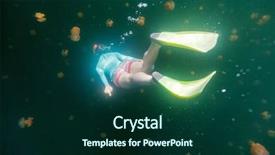  Presentation with jellyfish - Beautiful presentation design featuring snorkeling with endemic golden jellyfish backdrop and a forest green colored foreground