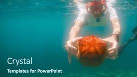  Presentation with starfish - Presentation theme having snorkeling-woman-holding-starfish-underwater background and a  colored foreground