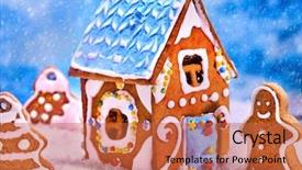  Presentation with gingerbread man - Slides enhanced with snow about a gingerbread house background and a red colored foreground