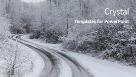  Presentation with winter forest - Beautiful presentation theme featuring snow after ice storm backdrop and a gray colored foreground