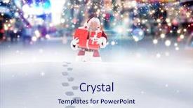  Presentation with street food new york - PPT theme enhanced with snow against blurry new york background and a sky blue colored foreground