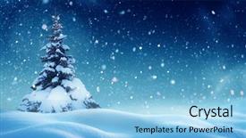  Presentation with happy new year - Cool new presentation theme with snow and christmas tree backdrop and a light blue colored foreground