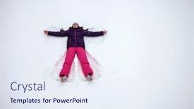  Presentation with ski - Slides consisting of snow-angel-young-beautiful-girl background and a sky blue colored foreground