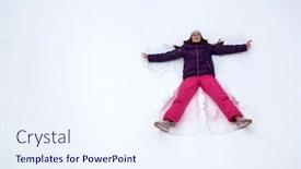  Presentation with angel - PPT theme with snow-angel-young-beautiful-girl background and a sky blue colored foreground