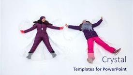  Presentation with angels - Slides enhanced with snow-angels-two-young-beautiful background and a sky blue colored foreground
