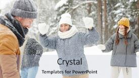  Presentation with snowball - Presentation design consisting of students fighting - positive youth playing in snow background and a light blue colored foreground