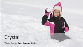  Presentation with snowball - Audience pleasing presentation theme consisting of snow ball - little girl having a snowball backdrop and a white colored foreground