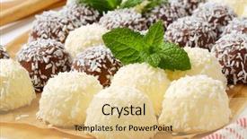  Presentation with bar pieces dark chocolate - PPT theme consisting of snow ball - mix of dark and white background and a lemonade colored foreground