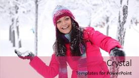  Presentation with alien in winter - Slides featuring snow ball - winter woman background and a red colored foreground