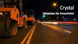  Presentation with snow - Theme featuring snow blower - repairing the road background and a black colored foreground