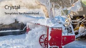  Presentation with united tractor - Beautiful PPT theme featuring snow blower and tractor blowing backdrop and a mint green colored foreground
