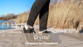  Presentation with leather shoes - Colorful slide deck enhanced with snow-boots-fashion-footwear backdrop and a coral colored foreground