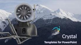  Presentation with mountain luxury resort - Slide deck enhanced with snow cannon in the mountain background and a wine colored foreground