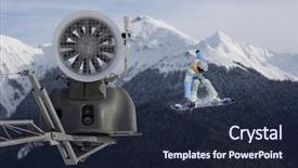  Presentation with mountain luxury resort - Slide deck featuring snow cannon in the mountain background and a  colored foreground