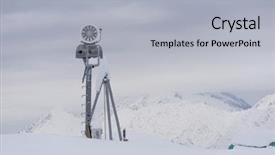  Presentation with mountain luxury resort - Presentation theme enhanced with snow cannon in the mountains background and a  colored foreground