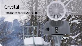  Presentation with ski - Cool new presentation design with snow cannon in the mountains backdrop and a  colored foreground