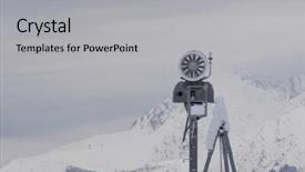  Presentation with ski - Presentation theme with snow cannon in the mountains background and a  colored foreground
