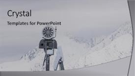  Presentation with mountain luxury resort - Slides enhanced with snow cannon in the mountains background and a  colored foreground