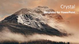  Presentation with mountain snow - Colorful slide set enhanced with snow-capped-mountain-and-fog backdrop and a coral colored foreground