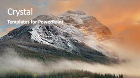  Presentation with mountain snow - Amazing PPT theme having snow capped mountain and fog backdrop and a coral colored foreground
