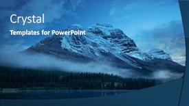  Presentation with banff national park - Audience pleasing presentation theme consisting of snow-capped-mountain-with-lake backdrop and a teal colored foreground