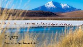  Presentation with snow day - Presentation design with snow-capped-mountains-in-bolivia background and a coral colored foreground