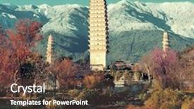  Presentation with ancient china - Beautiful PPT theme featuring snow capped mt cangshan yunnan backdrop and a tawny brown colored foreground