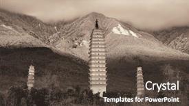  Presentation with ancient china - Theme enhanced with snow capped mt cangshan yunnan background and a tawny brown colored foreground