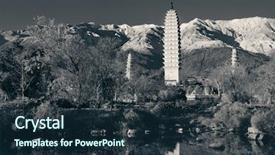  Presentation with ancient china - Slide set enhanced with snow capped mt cangshan yunnan background and a tawny brown colored foreground