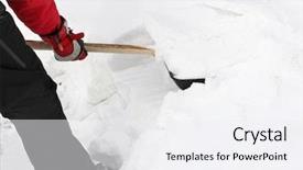  Presentation with snow shovel - PPT layouts consisting of snow cleaning by a shovel background and a white colored foreground