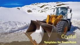 Presentation with excavator - PPT theme having snow-clearing-excavator-in-aran background and a tawny brown colored foreground