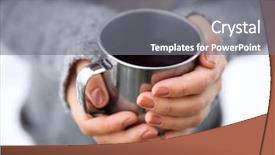  Presentation with pen laptop coffee cup clips - Amazing presentation theme having snow cold - hand holding coffee cup outdoors backdrop and a gray colored foreground