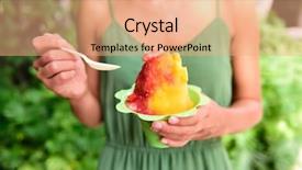  Presentation with dessert - Slide set having snow cones - shave ice - hawaiian shaved background and a coral colored foreground