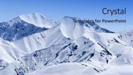  Presentation with mountain snow - Audience pleasing presentation theme consisting of snow covered beautiful mountain peaks backdrop and a light blue colored foreground