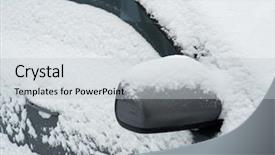  Presentation with rear view mirror - Colorful slides enhanced with snow-covered car rear-view backdrop and a light gray colored foreground
