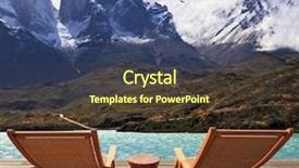  Presentation with rise - Cool new presentation theme with snow-covered cliffs of los kuernos rise on the shores of lake pehoe two wooden chairs mounted on a wooden platform the magnificent national park torres del paine in chile backdrop and a tawny brown colored foreground
