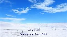  Presentation with frozen - Presentation theme consisting of snow covered empty frozen landscape of mountainside over blue sky with clouds background and a sky blue colored foreground