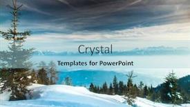  Presentation with winter blue - PPT layouts enhanced with snow-covered-fir-trees-against background and a light blue colored foreground