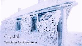  Presentation with hut - Presentation design consisting of snow-covered-frozen-hut background and a sky blue colored foreground