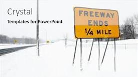  Presentation with highway - Beautiful presentation design featuring snow-covered-highway-with-sign backdrop and a sky blue colored foreground