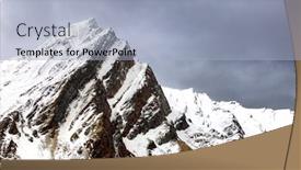  Presentation with mountain snow - Presentation theme enhanced with snow-covered-mountain-and-stormy background and a light blue colored foreground