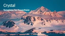  Presentation with antarctic - Presentation theme enhanced with snow-covered mountain crest background and a ocean colored foreground