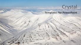  Presentation with mountain snow - Beautiful presentation theme featuring snow covered mountain range in svalbard backdrop and a light blue colored foreground