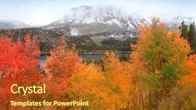  Presentation with nevada - Beautiful PPT theme featuring bright rugged yellow - snow covered mountains and autumn backdrop and a crimson colored foreground